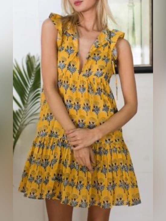 Emerson Fry Dresses & Skirts - Emerson Fry India Collection Angel Mini Dress Big Marigold Yellow Size XS/S